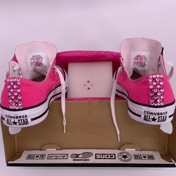 CONVERSE PINK EMBELLISHED CONVERSE T-SHOES SIZE 7 - Picture 3 of 16